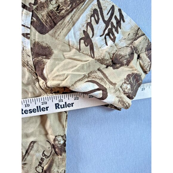 VINTAGE Panama Jack Shirt Mens Medium Hawaiian Button Up TAN BROWN Beach Casual - Picture 6 of 8
